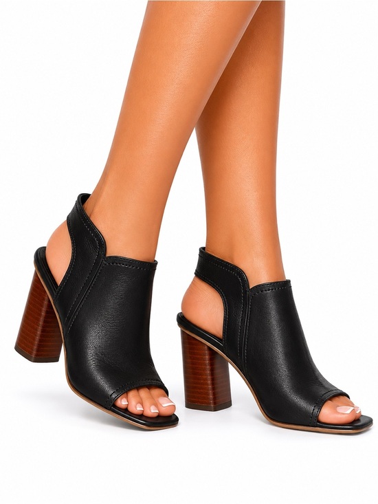 Treasure & Bond Shoes - Treasure & Bond Black Peep-Toe Block Heel Sandals
